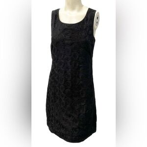 Hatley Textured Shift Mini Dress Women’s 8 Black Sleeveless Zip Back 100% Cotton
